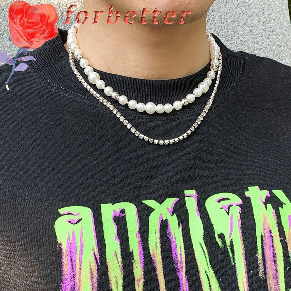 Forbetter Male cổ Điển Shinny.Vòng Cổ Choker Đính Hạt Thời Trang