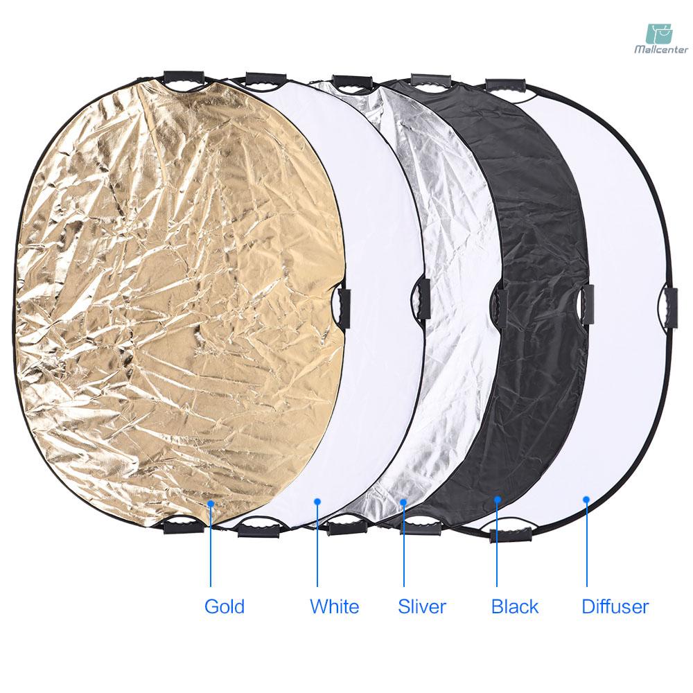 Andoer 90 * 120cm 5in1 Round Collapasible Multi-Disc Portable Circular Photo Photography Studio Video Light Reflector