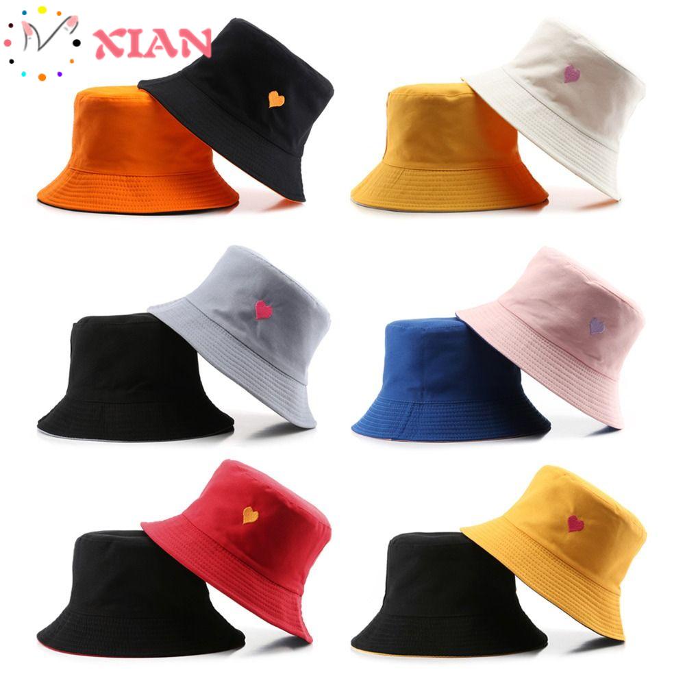 Mũ Tai Bèo Chất Liệu Cotton Thêu Họa Tiết Trái Tim