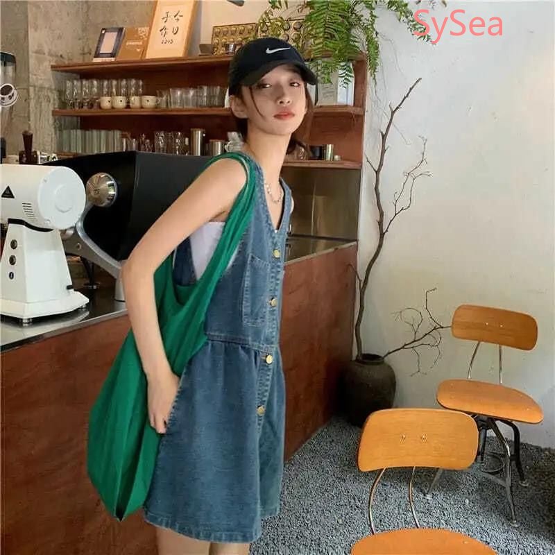 Đầm Denim Mỏng Cổ Chữ V Thời Trang Mùa Hè Cho Nữ