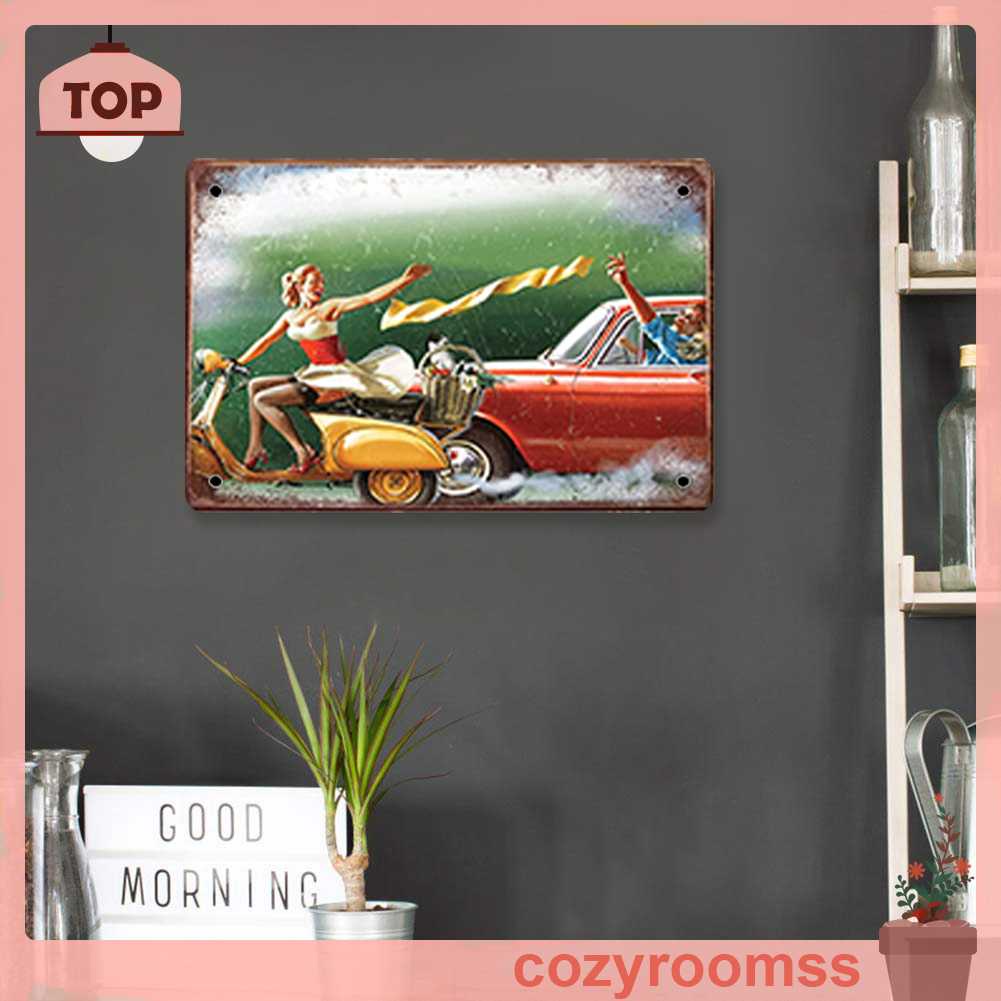 Tranh Kim Loại Treo Tường Hình Xe Hơi Phong Cách Vintage