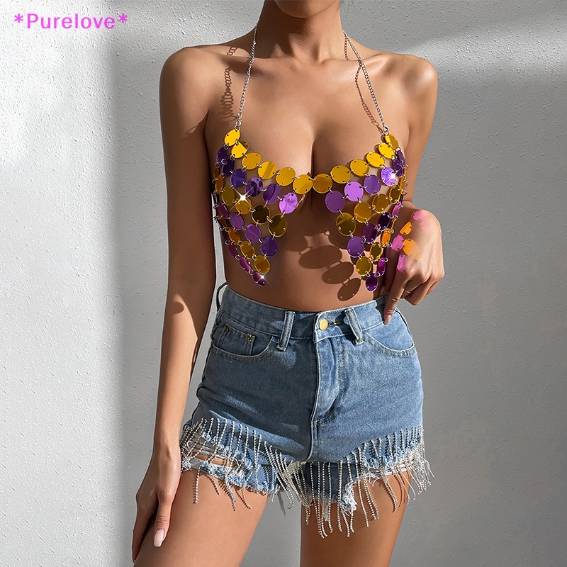 Áo Croptop Hở Lưng Đính Kim Sa Lấp Lánh Thời Trang 2023 Cho Nữ Mới