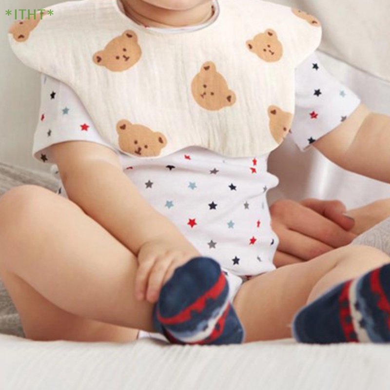 Yếm Ăn Cotton Sáu Lớp Có Thể Xoay 360 Độ Cho Bé Mới
