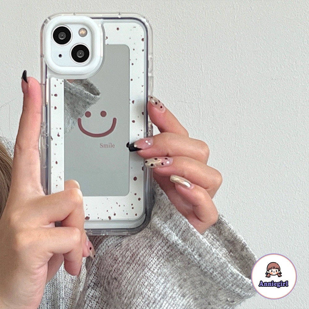 Ốp Điện Thoại TPU Mềm Tích Hợp Gương Trang Điểm Hình Mặt Cười Cho IPhone 11 14 Pro Max 13 Pro Max 12