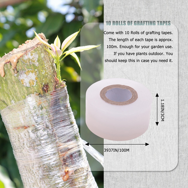 10 Cuộn Băng Keo Ghép Nối Cho Cây Trồng Có Thể Phân Hủy Sinh Học Trong Suốt 3cm