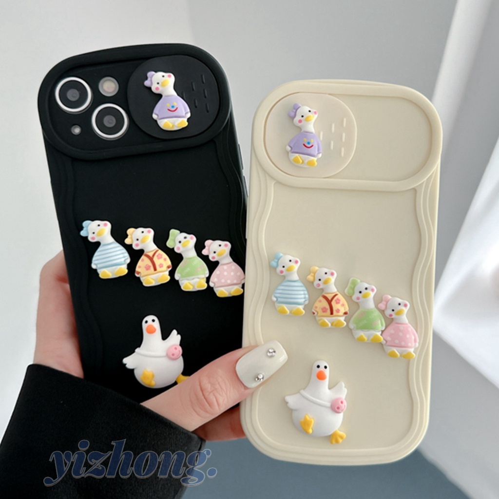 Ốp Điện Thoại TPU Dẻo Họa Tiết Hoạt Hình Chú Vịt 3D Dễ Thương Chống Trầy / Rơi Cho iPhone 14PM 11 13 12 Pro Max