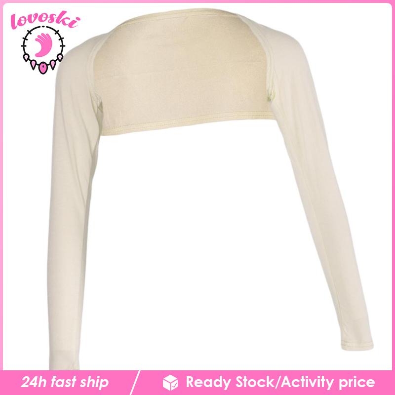 [Lovoski] Ramadan Đầm Trắng Tay Dài Hở Vai Co Giãn