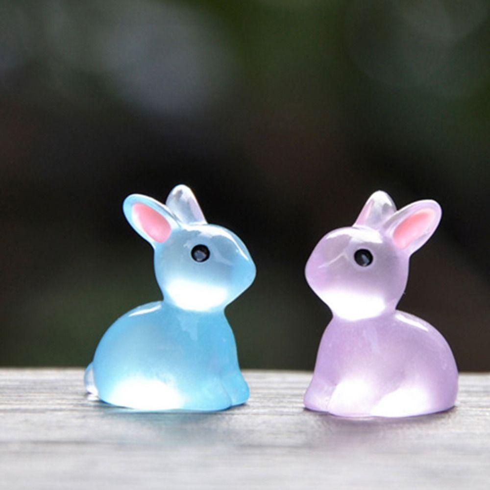 Mô Hình Chú Thỏ Phát Sáng Bằng Nhựa Resin Trang Trí Bể Cá / Xe Hơi