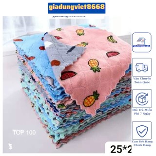 Khăn lau bếp hình họa tiết siêu mềm, siêu thấm hút lau bếp, lau chén đĩa, lau bàn ghế tiện lợi