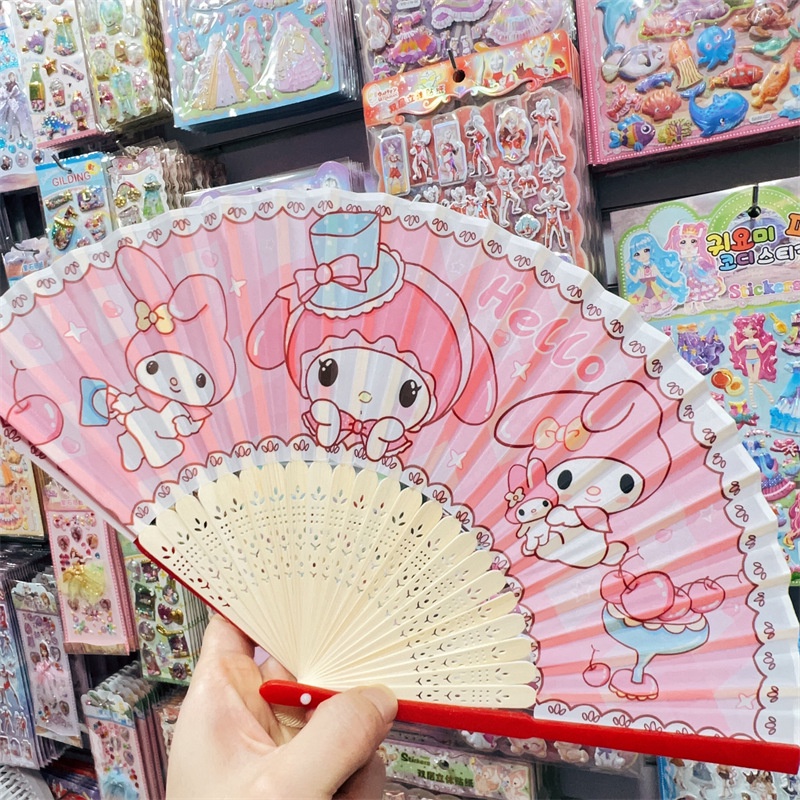Quạt Xếp Cầm Tay Hình sanrio cinnamoroll melody Dễ Thương
