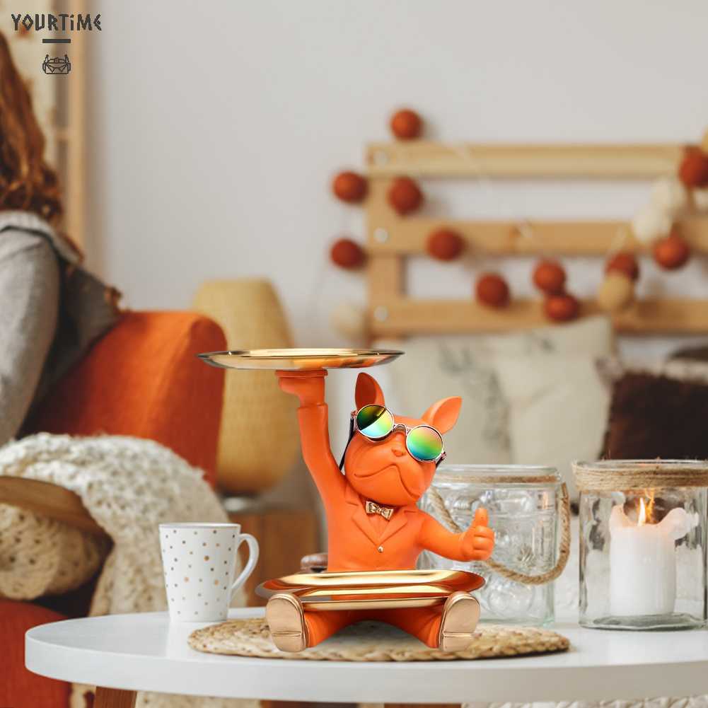 Hộp Đựng Vật Dụng Bằng Nhựa Resin Hình Chó Bull Trang Trí Bàn Phòng Khách