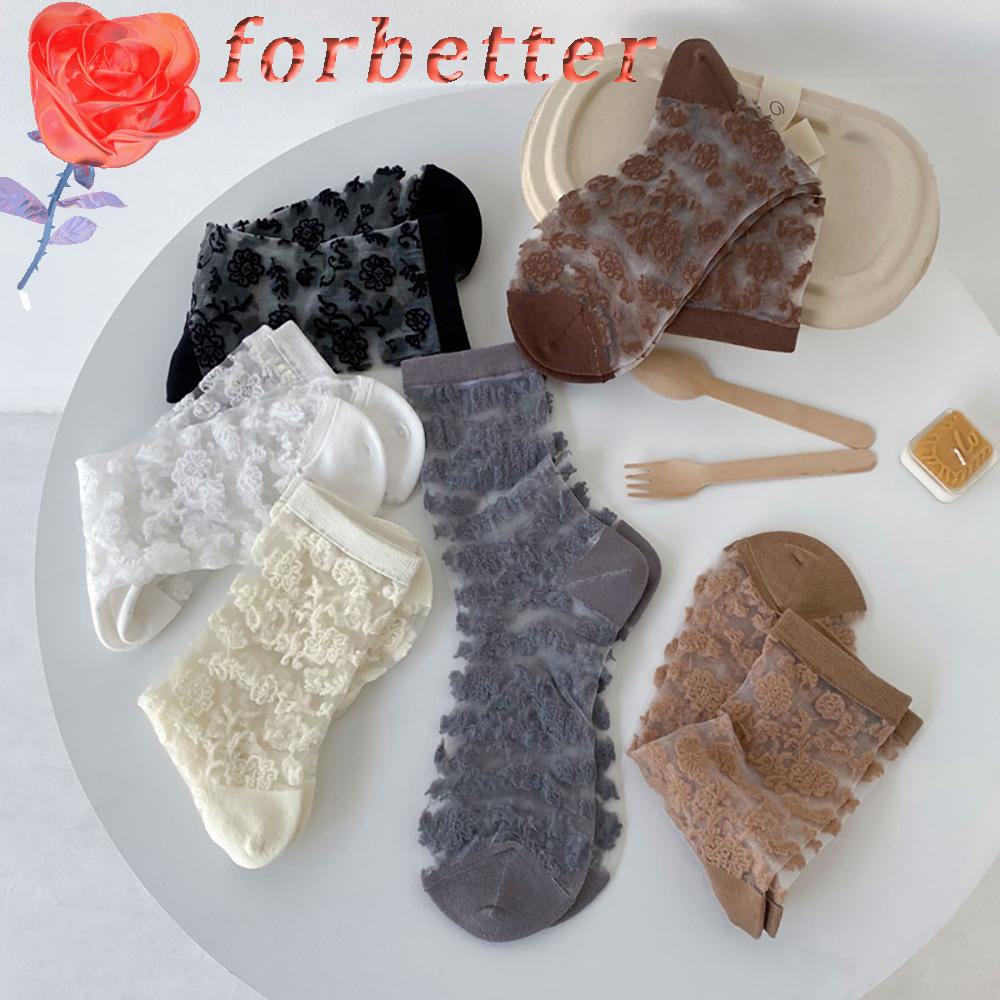 Vớ Lụa Thủy Tinh In Hoa Thời Trang Lolita Cổ Điển Mùa Hè Cho Nữ