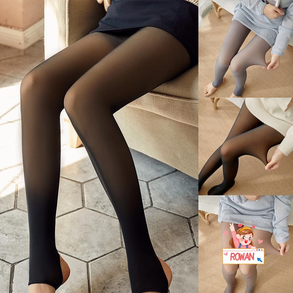 Rowans Quần Tất Lông Cừu Giả Co Giãn Cao Trong Mờ Giữ Ấm Gợi Cảm