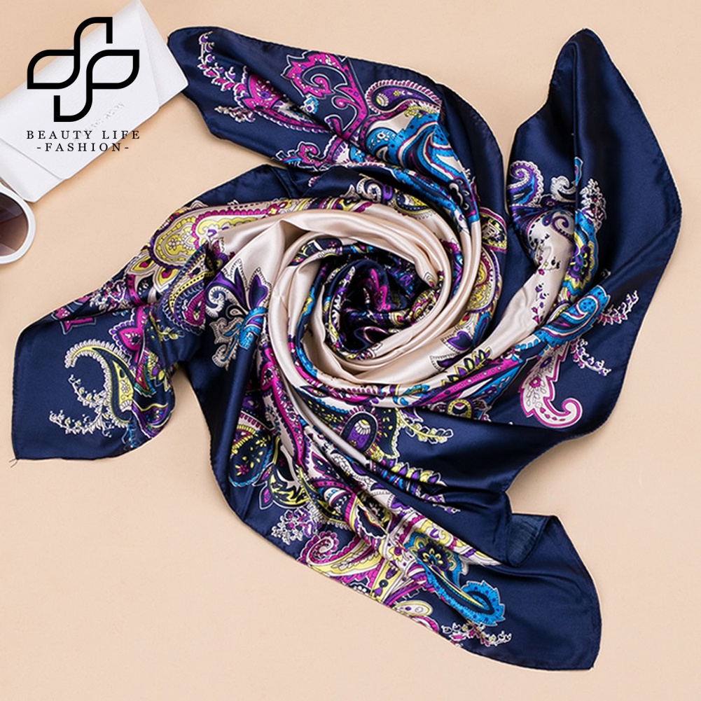 Khăn Vuông 90x90cm Bằng Lụa In Họa Tiết Hoa Cho Nữ