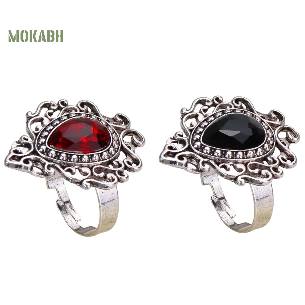 Nhẫn Hở Bằng Hợp Kim Đính Đá Nhân Tạo Hình Trái Tim Phong Cách Bohemia Dành Cho Nam Nữ