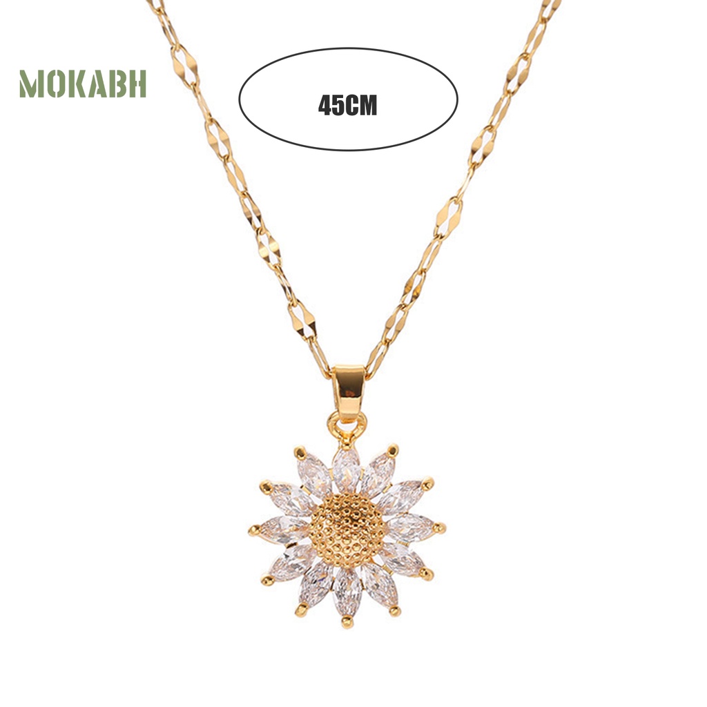 [Mok Abh] Vòng cổ Mạ Điện Mặt Hình Hoa Hướng Dương Lấp Lánh Có Thể Điều Chỉnh Kích Thước