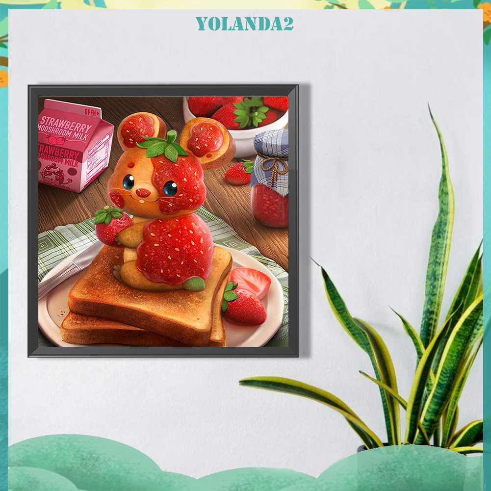 Tranh Đính Đá Kim Cương Toàn Bộ 5D DIY Hình Vẽ Thỏ Dâu Tây