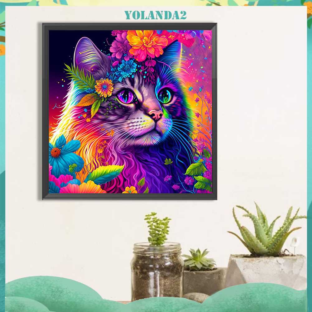 Tranh Đính Đá Kim Cương Toàn Bộ 5D DIY Hình Vẽ Mèo Trang Trí Nhà Cửa