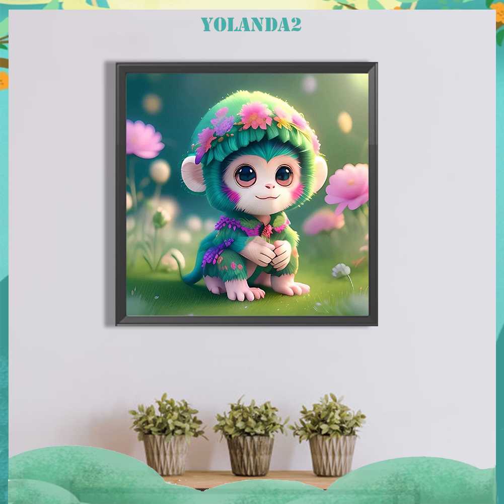Tranh Đính Đá Kim Cương Toàn Bộ 5D DIY Hình Vẽ Khỉ Dùng Trang Trí Nhà