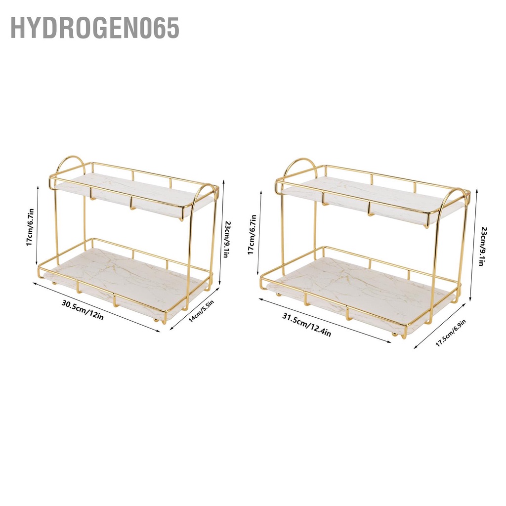 Hydrogen065 Phòng Tắm Giá Để Đồ Vàng Trắng 2 Tầng Kệ Trang Điểm Cấu Trúc Nhân Tạo Chống Trơn Trượt Bộ Đếm