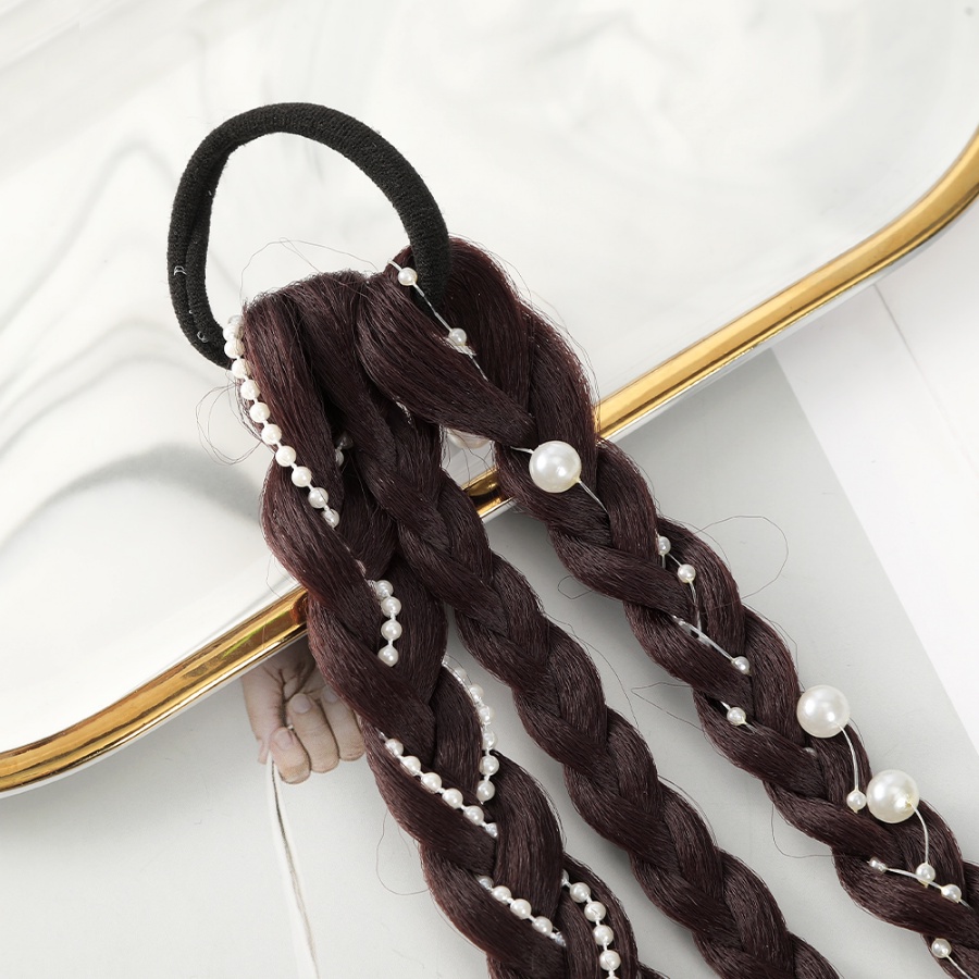 Dây Buộc Tóc Giả Thắt Bím Dài 44cm Đính Ngọc Trai Thời Trang Dành Cho Nữ
