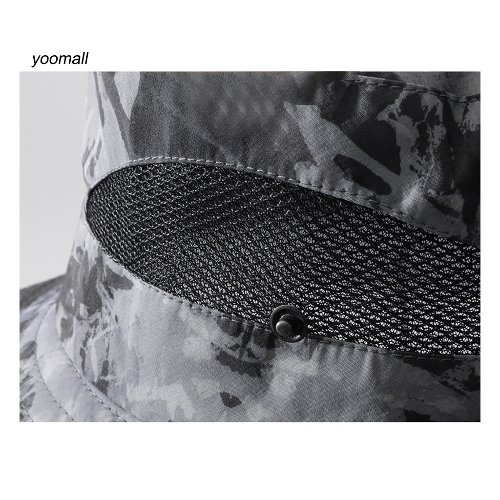 Mũ Tai Bèo Vành Rộng Họa Tiết Rằn Ri Điều Chỉnh Được Thoáng Khí Chống Nắng Mùa Hè Cho Nam