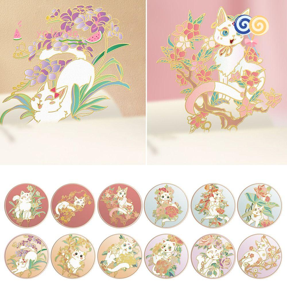 Yola Bookmark Kim Loại Khắc Rỗng Hình Hoa Và Mèo Cho Học Sinh