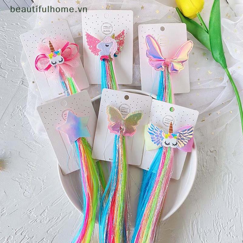 1 Kẹp Tóc Giả Hình Kỳ Lân / Mèo / Thỏ Dễ Thương Cho Bé Gái