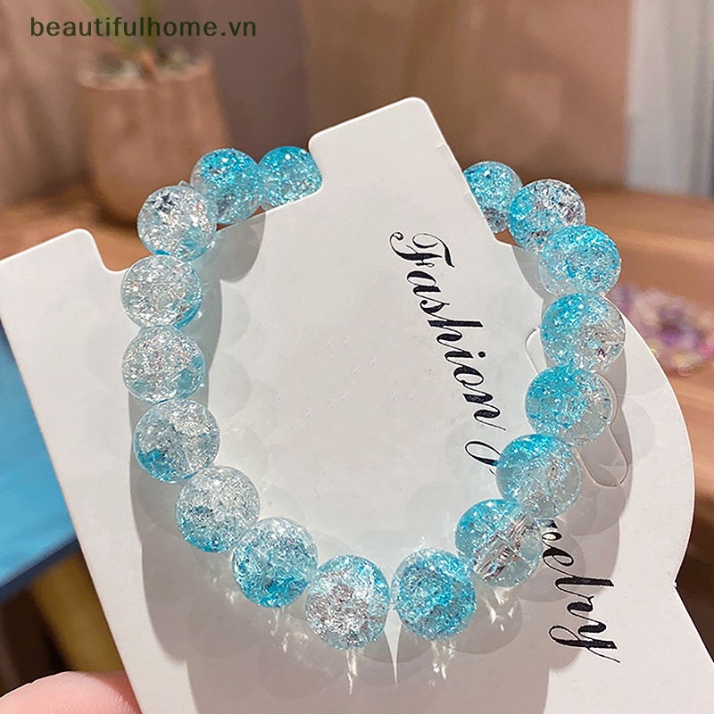 [beautifulhome] Vòng Tay Chuỗi Hạt Pha Lê Tròn Mặt Kính Co Giãn Làm Đẹp Cho Nữ [beauty]