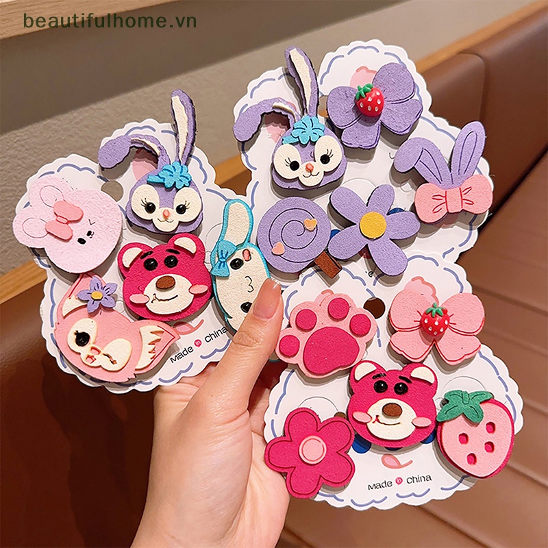 Set 5 Kẹp Tóc Hình Hoạt Hình Phong Cách Hàn Quốc Cho Bé Gái