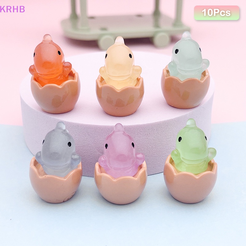 Set 10 Khủng Long Nhỏ Ba Chiều Bằng Nhựa Resin Phát Quang Trang Trí Ban Đêm Mới