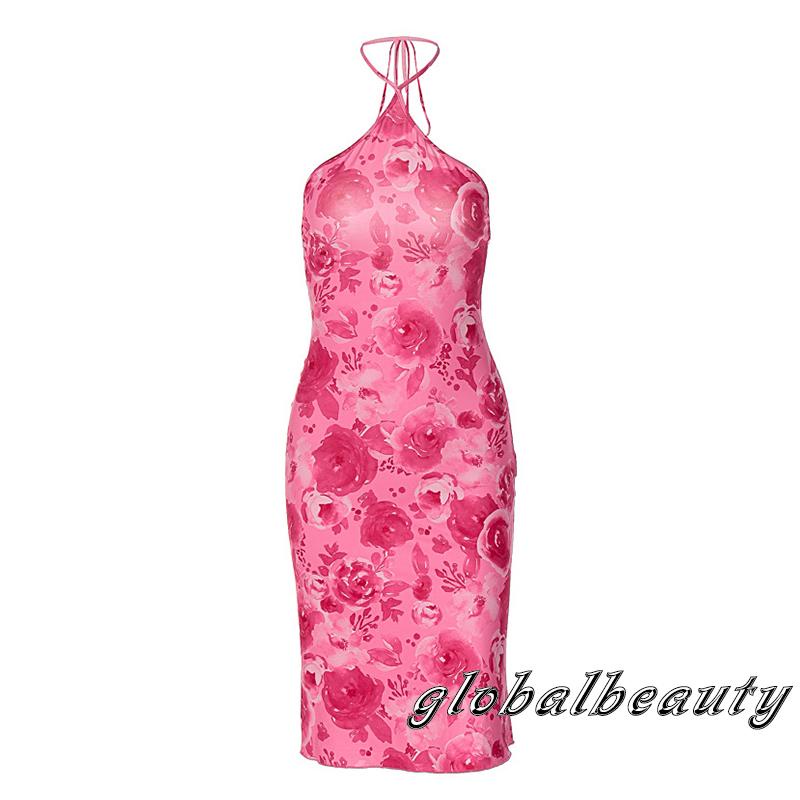 Đầm Ngắn Không Tay Hở Lưng In Hoa Thời Trang Mùa Hè Cho Nữ