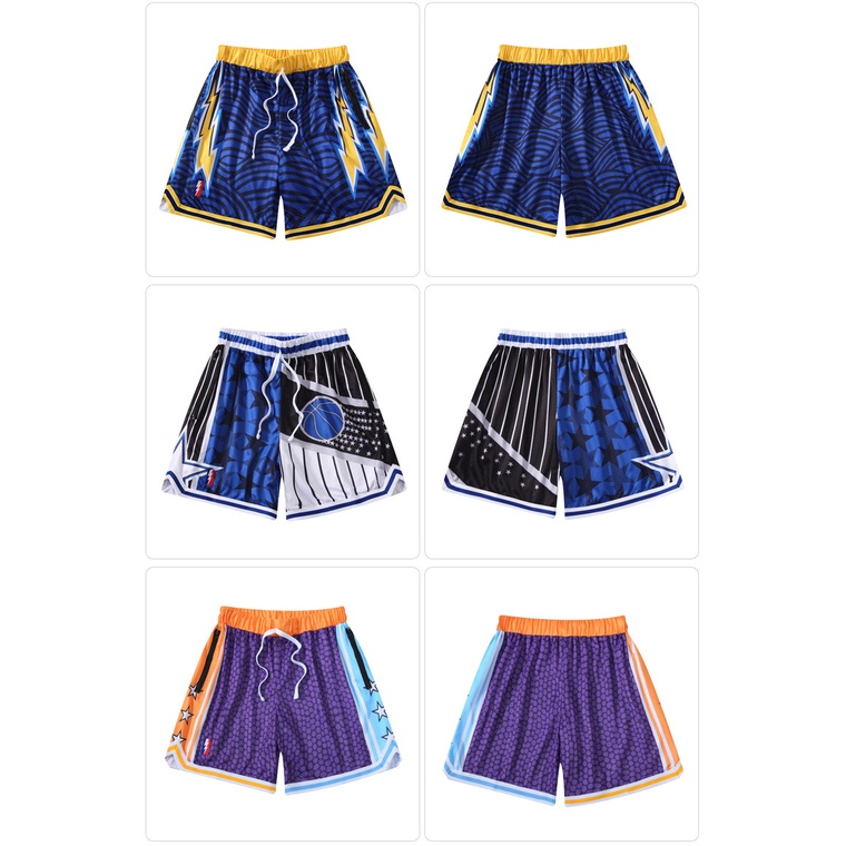 Quần Short Thể Thao Bóng Rổ Phối Lưới Cỡ Lớn Kiểu Retro Mỹ Cá Tính