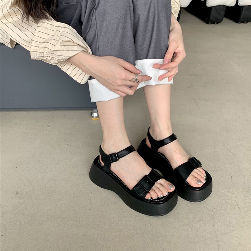 Giày Sandal Đế Mềm Dày Hở Ngón Thoải Mái Thời Trang Mùa Hè Phong Cách Hàn Quốc Cho Nữ