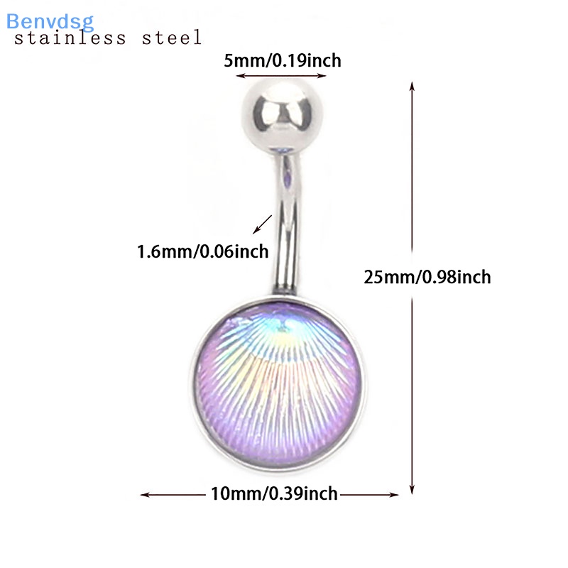 Khuyên Rốn Tròn Bằng Thép Không Gỉ Đính Vỏ Sò Nhiều Màu Sắc Chất Lượng Cao Cho Nữ