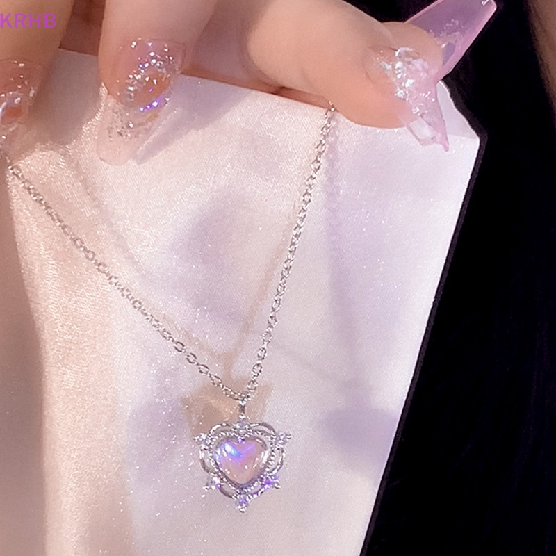 Vòng Cổ Choker Mặt Trái Tim Đính Đá Zircon KRHB Y2K Phong Cách Punk Mới