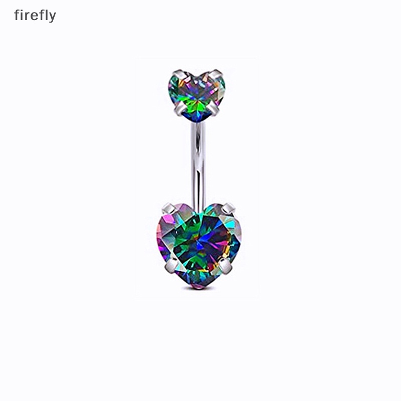 Khuyên Rốn Đính Đá Zircon Hình Trái Tim Bằng Thép Không Gỉ Dễ Thương