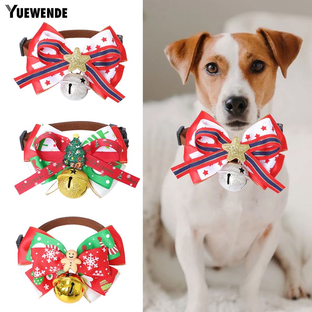 Yq.e Vòng Đeo Cổ Bằng Vải Không Gây Dị Ứng Đính Chuông Trang Trí Giáng Sinh An Toàn Cho Thú Cưng