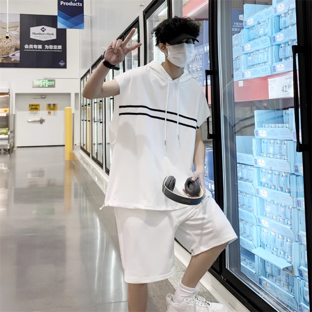 Áo Thun Ba Lỗ Kèm Quần Ngắn Thể Thao Thời Trang Mùa Hè Cho Nam