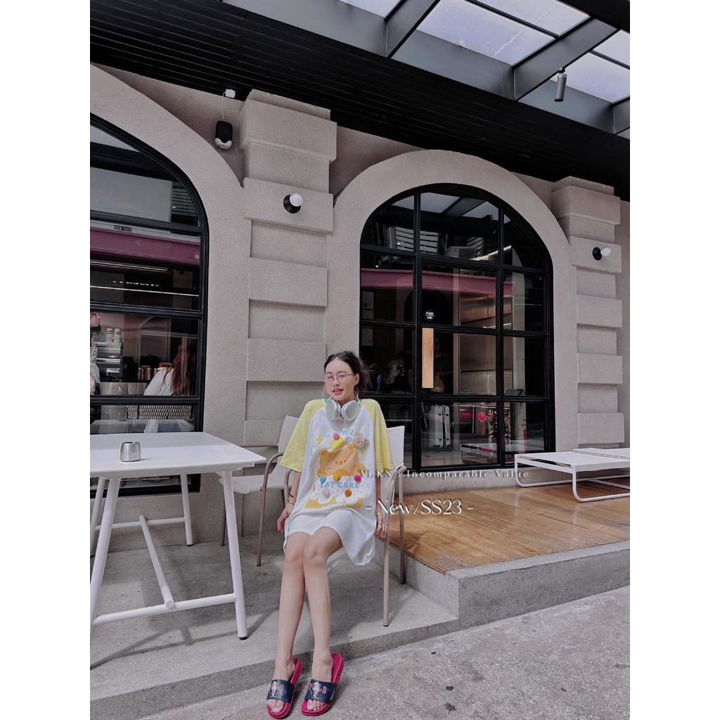 Áo thun gấu tay màu ca.ke jiwa