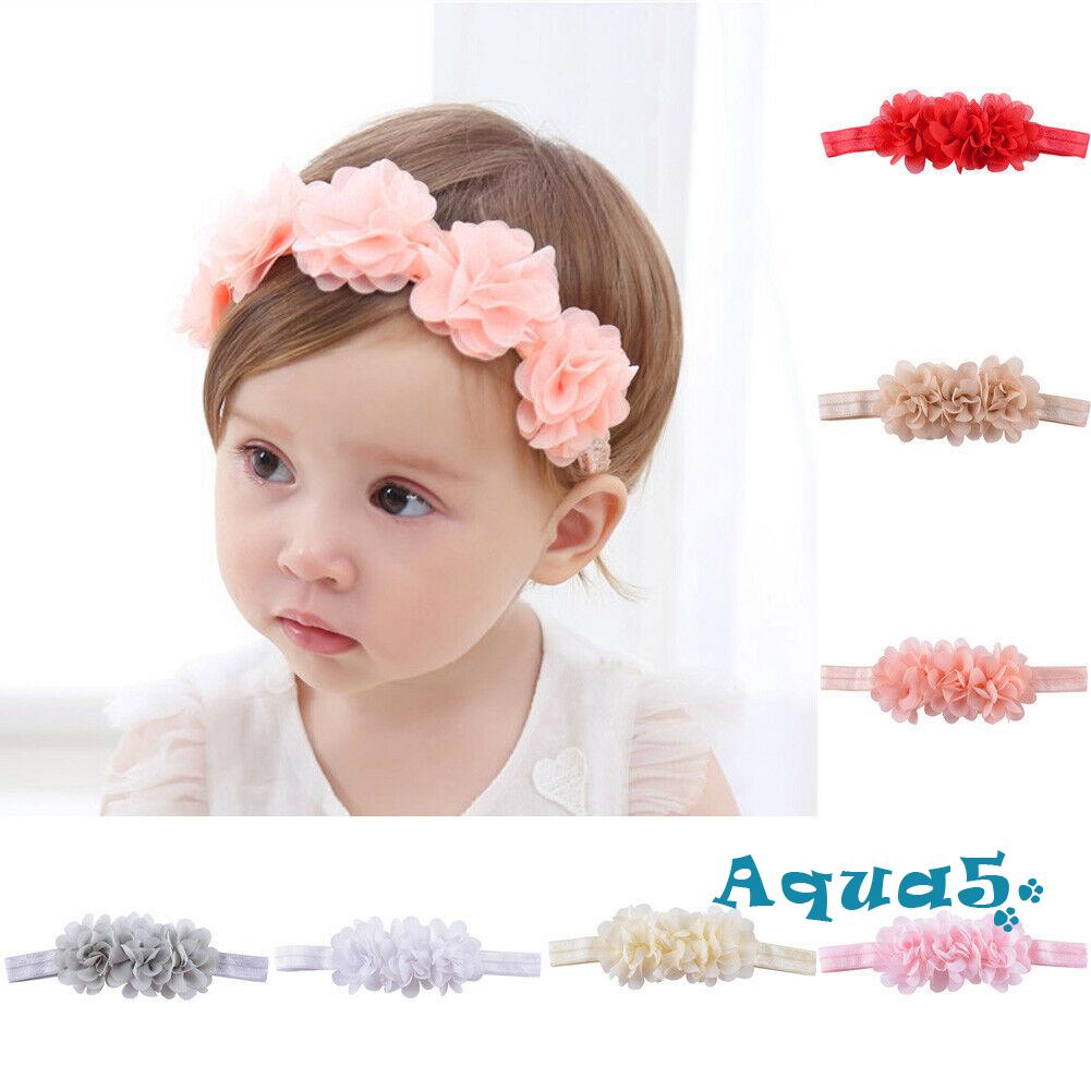 Băng Đô Hoa Vải Chiffon Co Giãn Trọng Lượng Nhẹ Cho Bé Sơ Sinh