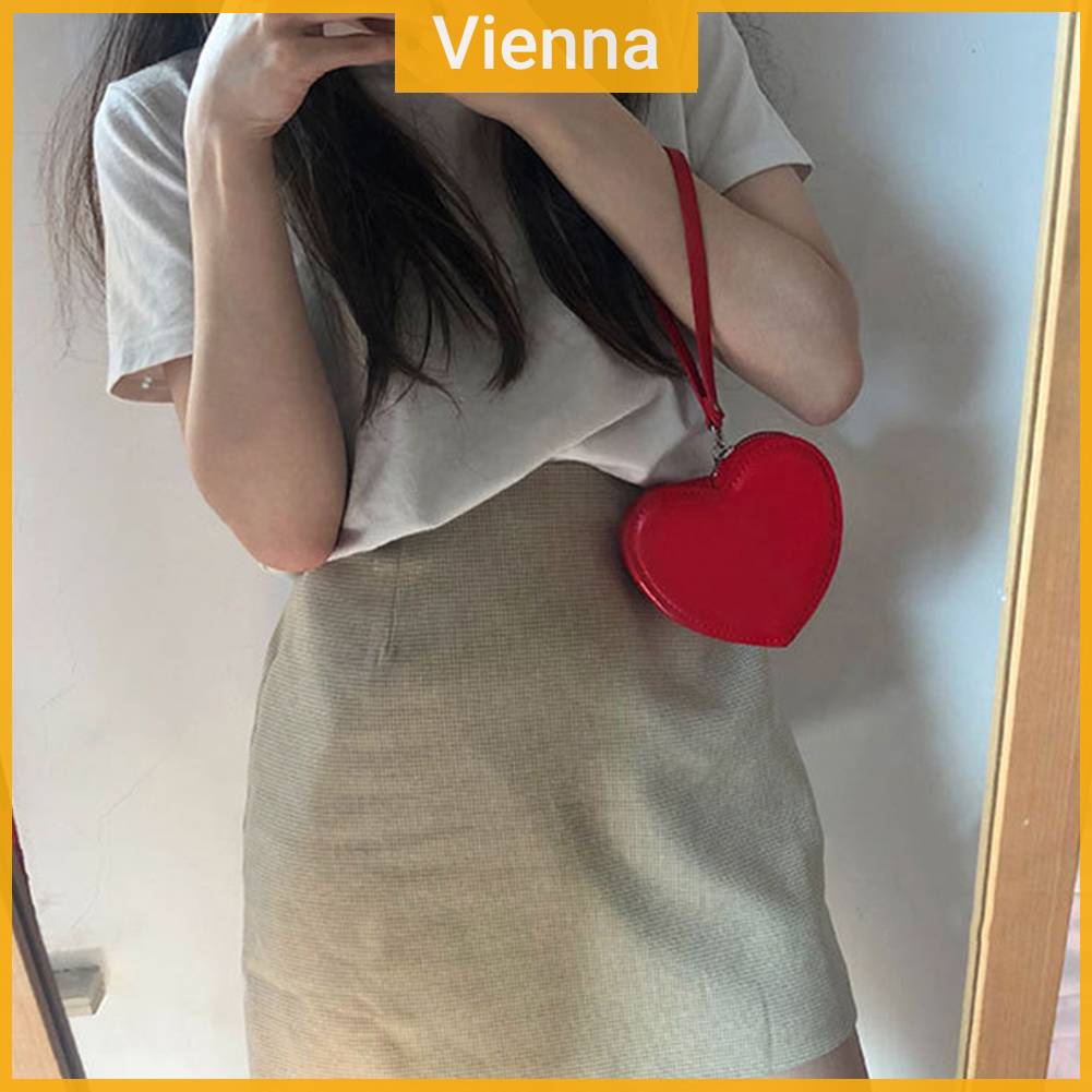 Ví Da Mini Cầm Tay Hình Trái Tim Thời Trang Cho Nữ