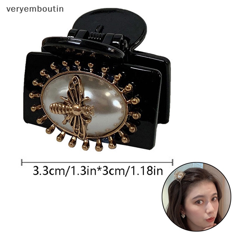 Kẹp Tóc Đính Ngọc Trai Hình Vuông Phong Cách Vintage Thanh Lịch Dành Cho Nữ