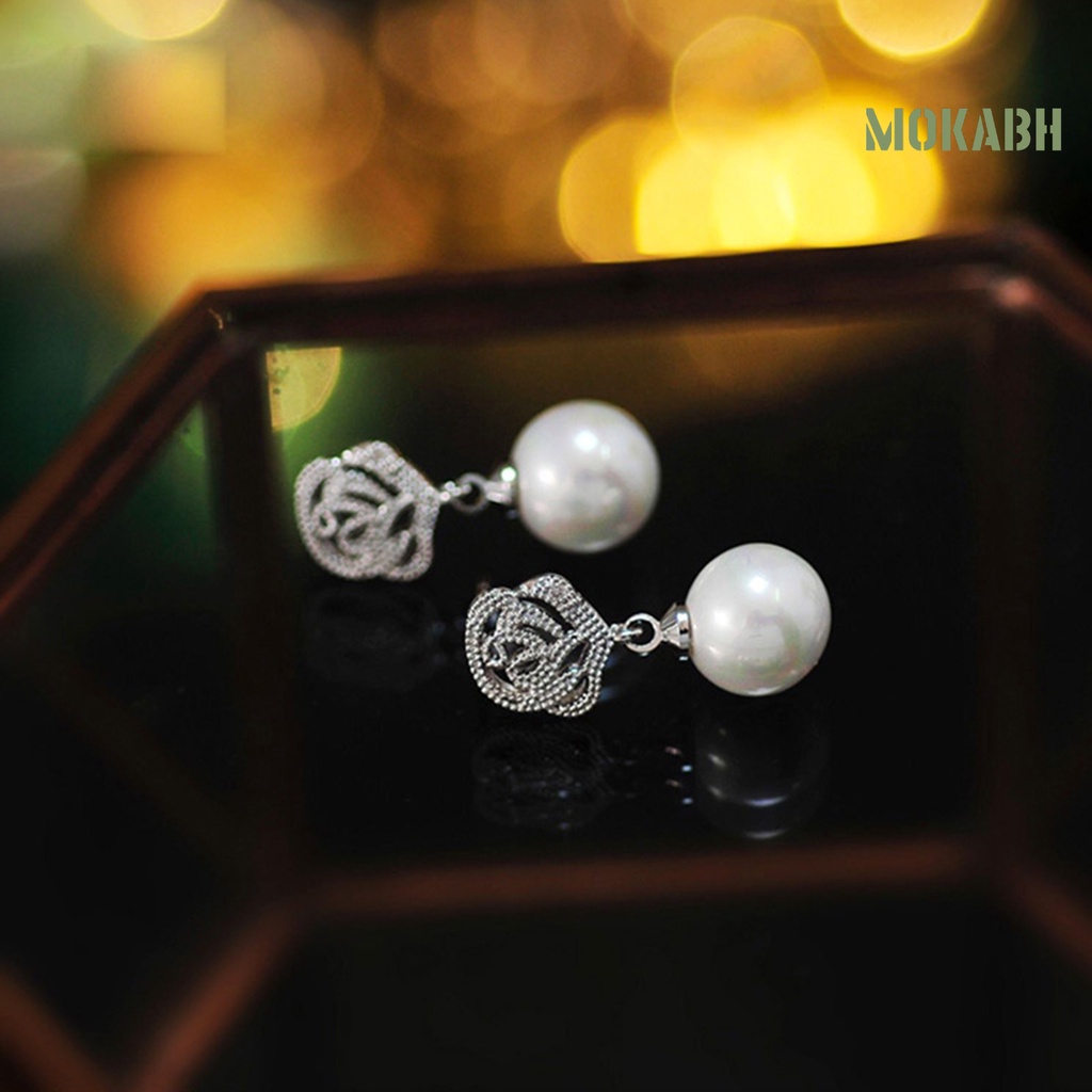 [Mokabh] Khuyên Tai Hợp Kim Tròn Đính Ngọc Trai Giả Thoải Mái Mặc Hàng Ngày Cho Nữ
