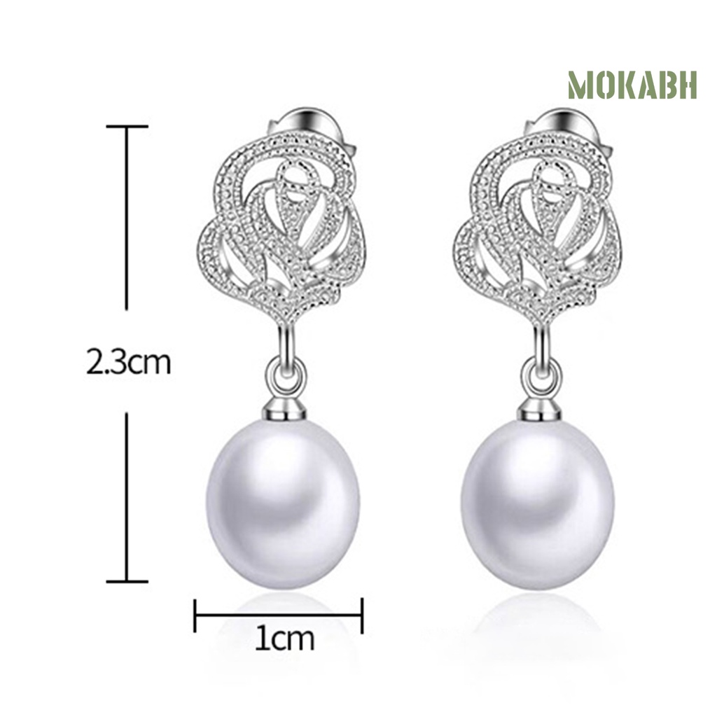 [Mokabh] Khuyên Tai Hợp Kim Tròn Đính Ngọc Trai Giả Thoải Mái Mặc Hàng Ngày Cho Nữ