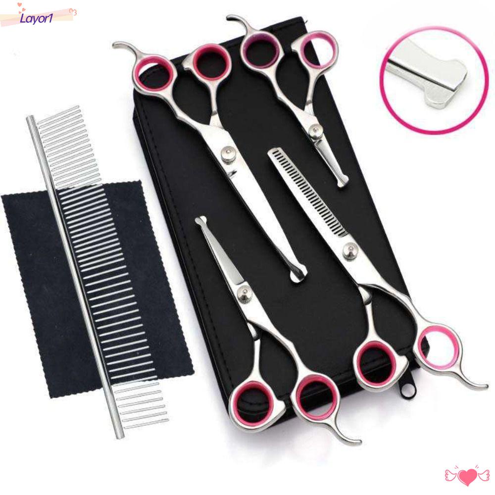 Bộ 7 Kéo Cắt Tỉa Lông Thú Cưng Bằng Thép Không Gỉ