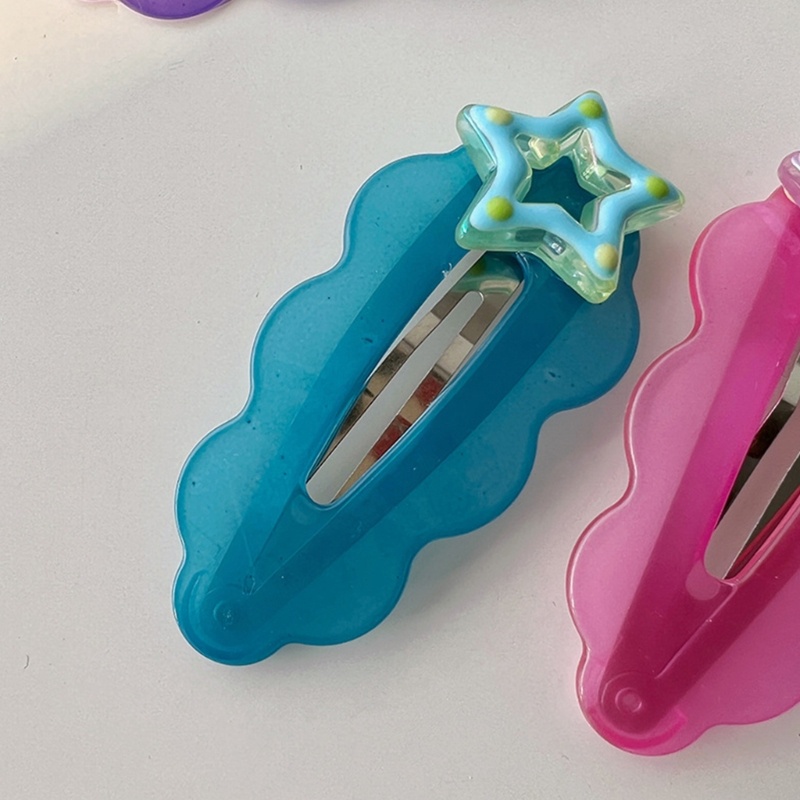 Kẹp Tóc Hình Ngôi Sao / Chấm Bi Màu Nhám Xinh Xắn Cho Bé Gái