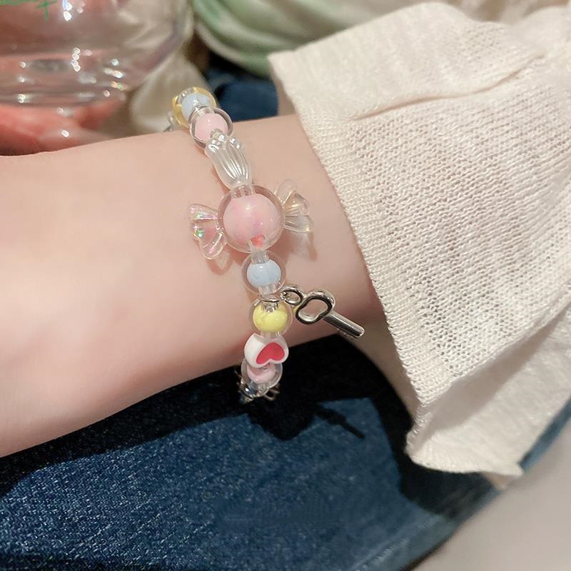 Màu Sắc Vòng Tay Trang Sức Mặt Hình Trái Tim Màu Kẹo Ngọt Thời Trang 2023 Cho Nữ