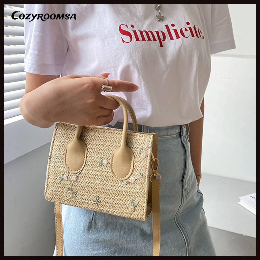 Túi Đeo Chéo Vải Dệt Thêu Hoa Đa Năng Thời Trang Cho Nữ