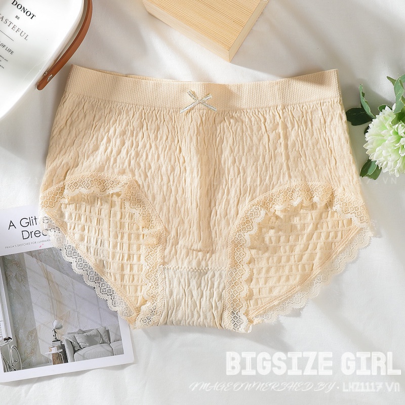 Quần lót nữ cotton vải mềm viền ren Bigsize quần chip nữ dễ thương  70kg 80kg 100kg thoáng khí Kháng Khuẩn hút mồ hôi co giãn 4 chiều cao cấp